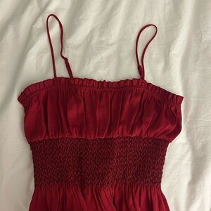 Free People Maroon Smocked Tank Top